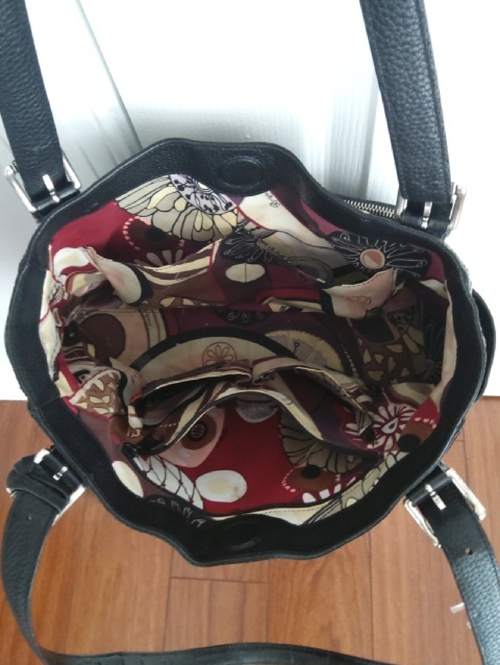 BRIGHTON Black Croc-Embossed Shoulder Bag w/ Silver Hardware - Picture 6 of 10